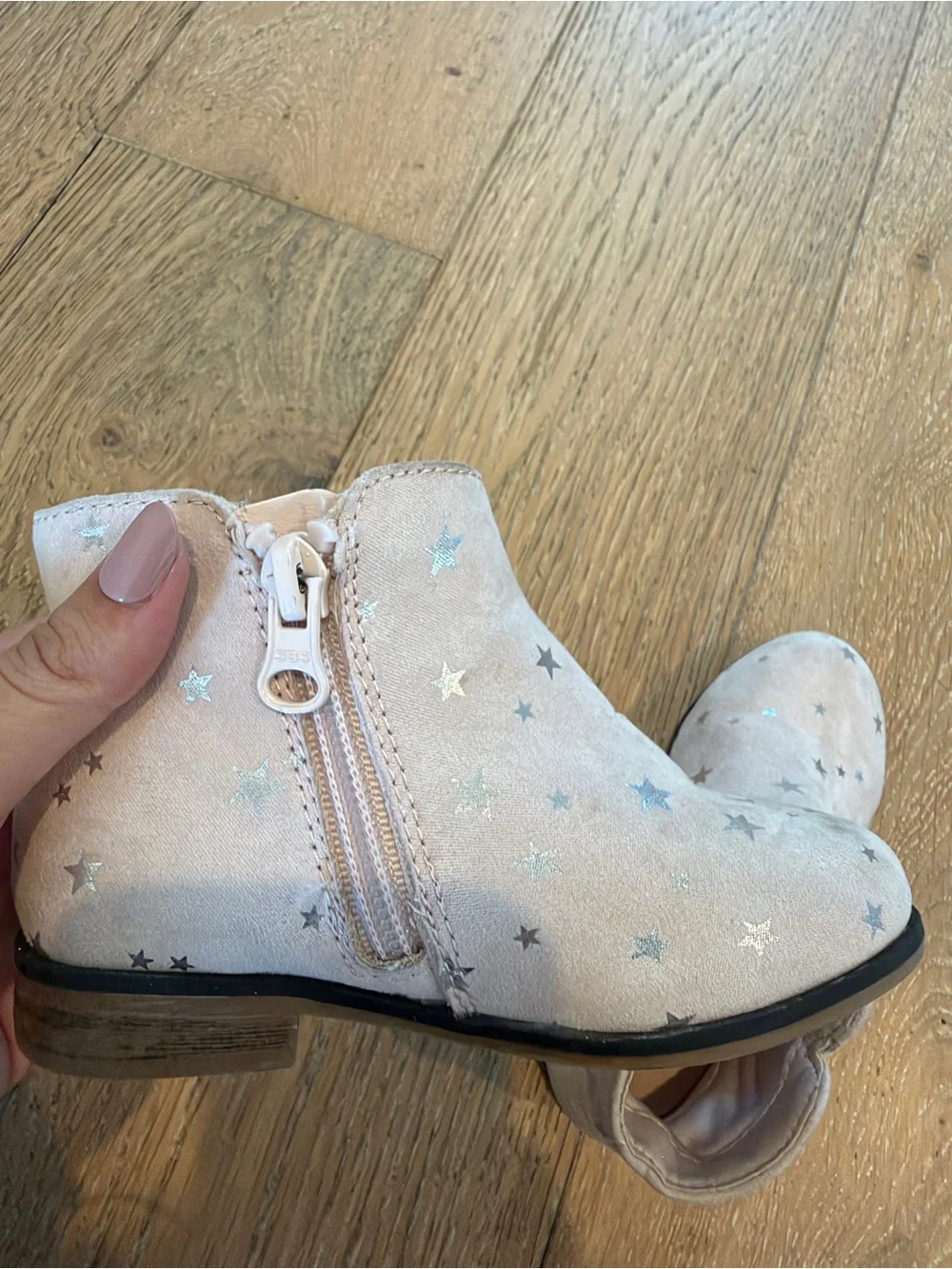 Kids Pink Star Ankle Boots